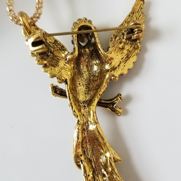 Green Parrot Branch Brooch Pendant Necklace NWT - Picture 6 of 10